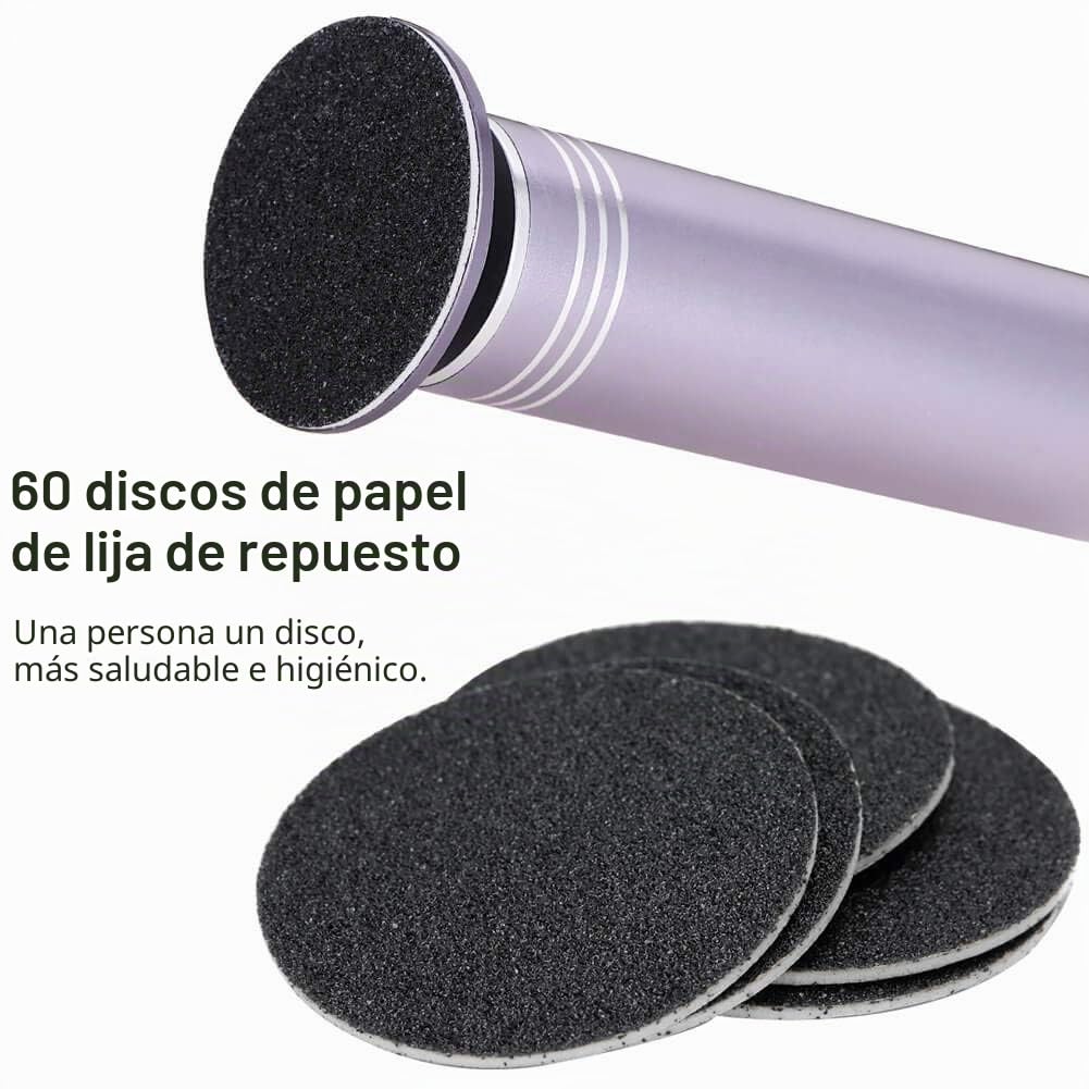 Removedor eléctrico de callos de pies, velocidad ajustable, máquina electrónica de eliminación de piel dura con 60 discos de papel de lija reemplazables (gris)
