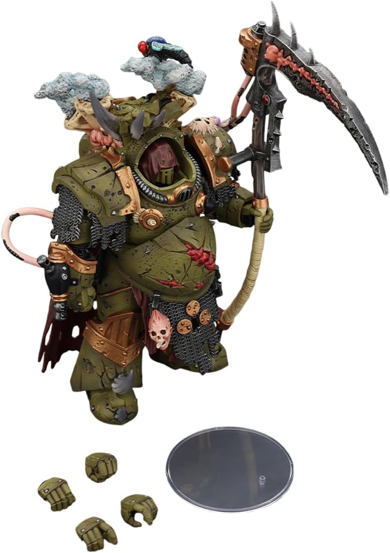 JOYTOY Warhammer 40K 1/18 Action Figure Death Guard Deathshroud Terminator 1 with Manreaper and Plaguespurter Gauntlet Collection Model Birthday Gifts