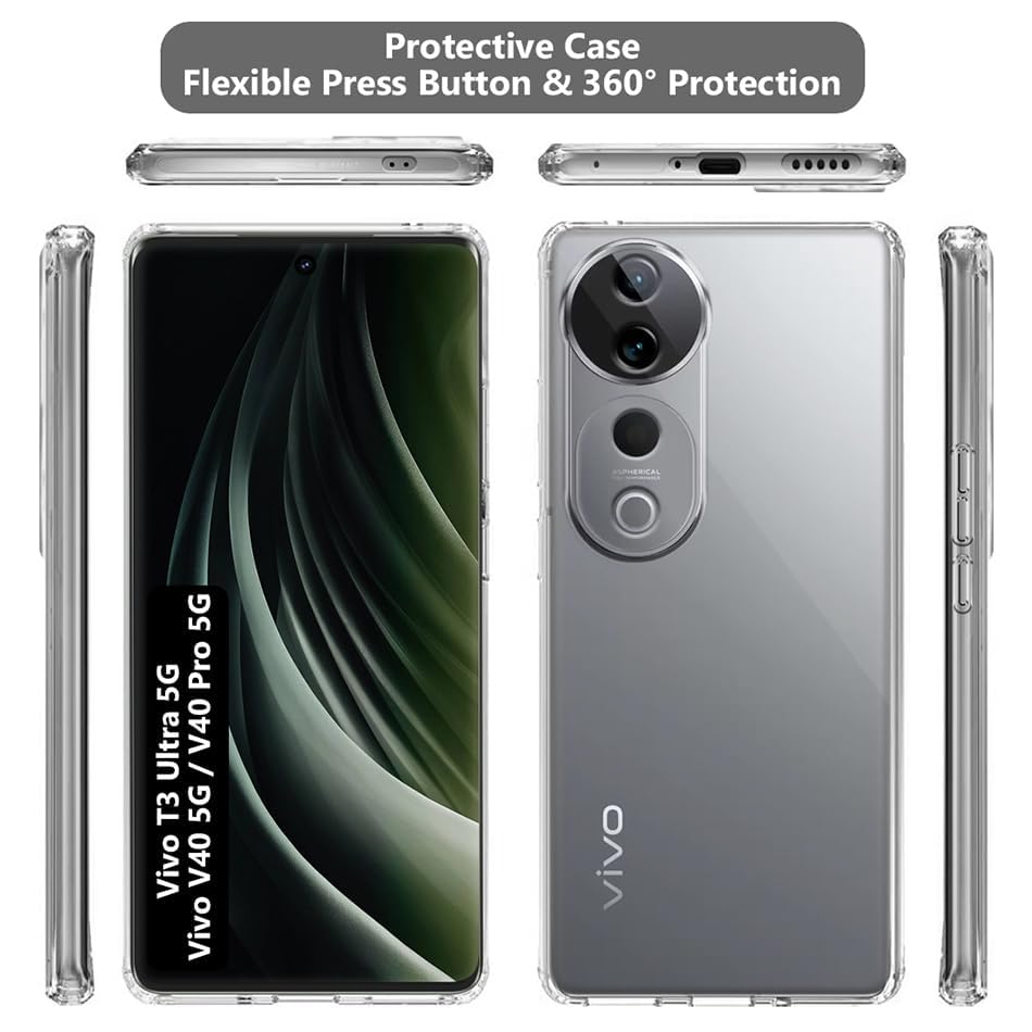 Image of JGD PRODUCTS for Vivo V40 / V40 Pro / T3 Ultra 5G Premium Transparent Soft Silicon Back Cover [Transparent]