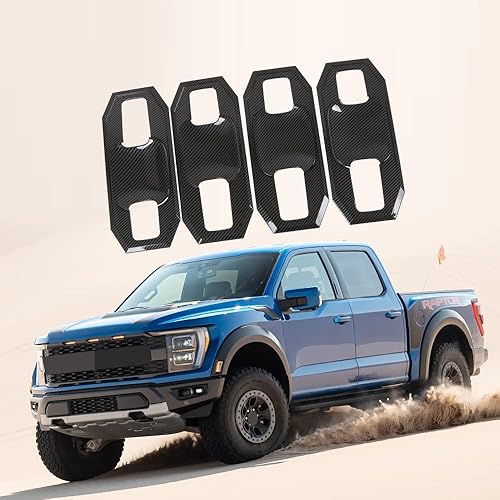 Miniatura 2 de Cubierta decorativa de placa de cuenco de manija de puerta con estampado de carbono para Ford Raptor 2022 2023, decoración y protección de plástico
