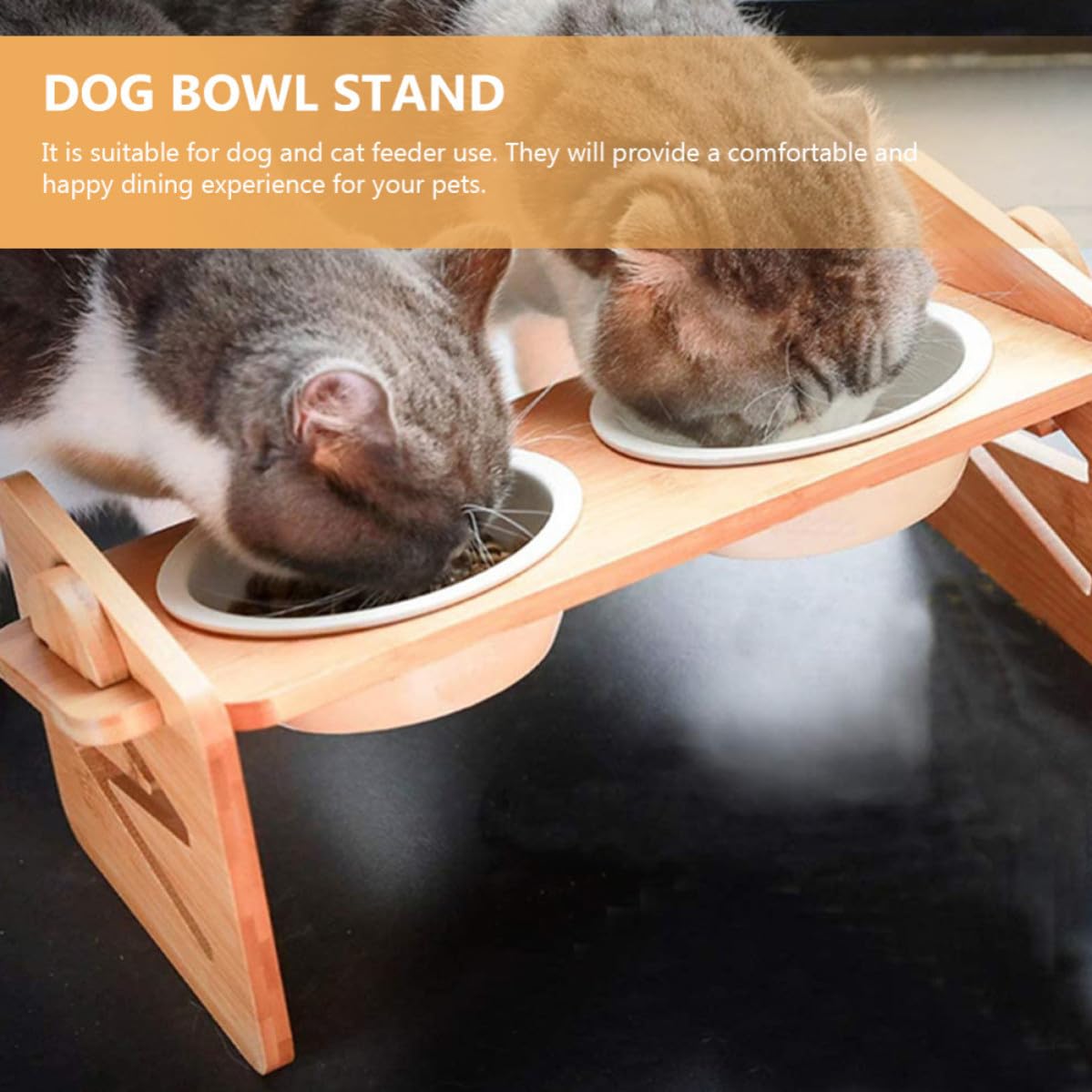 Zerodeko Supporto per Ciotole Cane e Gatto Rialzato, Doppia, Alimentazione Elevata per Protezione del Collo, per Casa, Accessorio Mangiatoia per Animali Domestici, Kaki