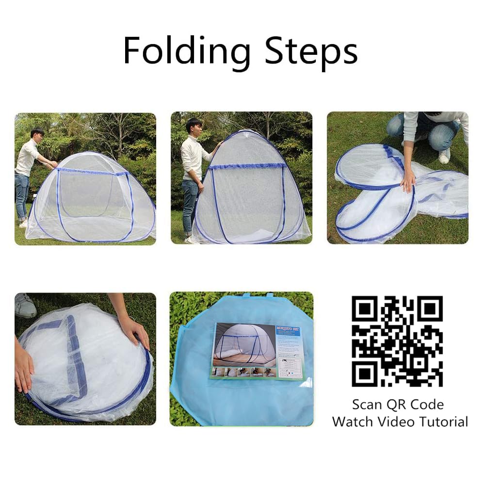 Zanzariera pop up per letto matrimoniale, 120 x 190 x 140 cm, grande tenda portatile da viaggio con doppia porta con cerniera, facile installazione, maglia fine, per camera da letto, campeggio
