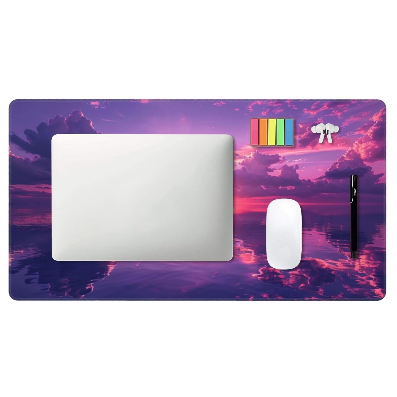 Alfombrilla de Ratón Gaming Grande XXL 1400x600x4mm con Bordes Cosidos, Tela de Micro Tejido, Base de Goma Antideslizante y Mouse Pad, para Teclado Jugadores Escritorio, PC, Oficina Noche Morada Y6974