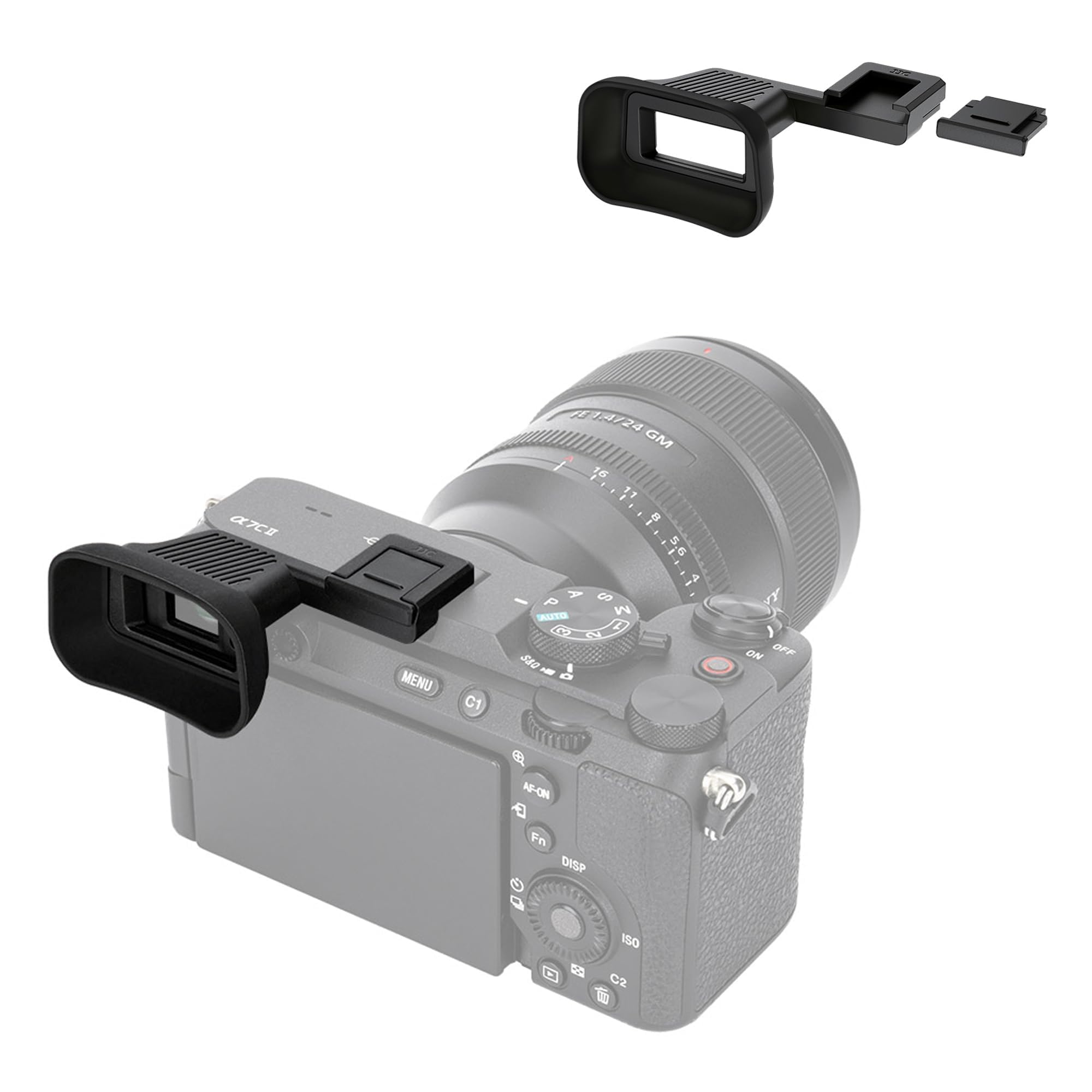 JJC Große Silikon Augenmuschel Okular mit Blitzschuhabdeckung für Sony A7CII A7CR ILCE-7CM2 ILCE-7CR (Ausgestattet und Gesichert mit Blitzschuh)