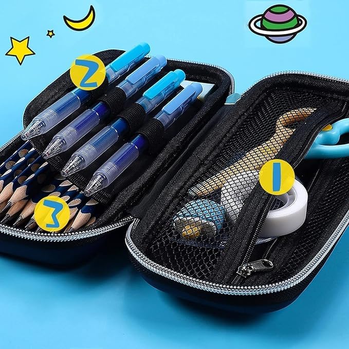 Image of 3D Pencil Case, Large Capacity Pencil Pouch Bag for Boys & Girls Students with Zip Closure Portable Stationery Bag Organizer EVA (Space-Pouch)