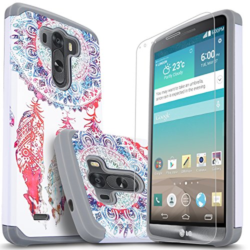 LG G3 Case, Starshop [Slim Armor] Hybrid Dual Layers Rugged Impact Advanced Armor Soft Silicone Cover with [Premium HD Screen Protector Included] (Dream Catcher)
