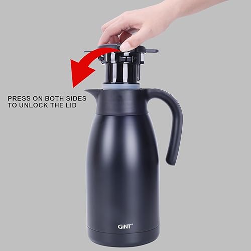 Miniatura 15 de Jarra térmica de acero inoxidable para café, termo de doble pared sellado al vacío, 12 horas de retención de calor Negro