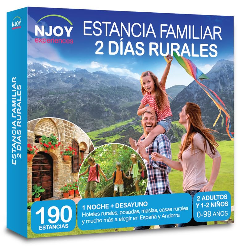 NJOY Experiences - Caja Regalo – ESTANCIA FAMILIAR 2 DÍAS RURALES - Idea de Regalo - Estancia de 1 NOCHE para 2 adultos y 1 o 2 niños