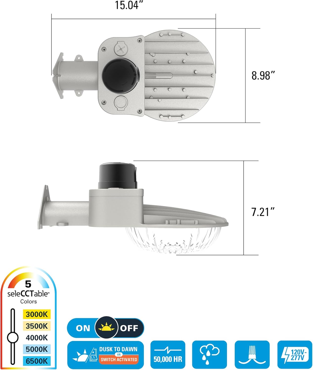 HALO ALP 250-Watt Equivalent Integrated LED, Gray Area Light Motion Sensing, 9000 Lumens