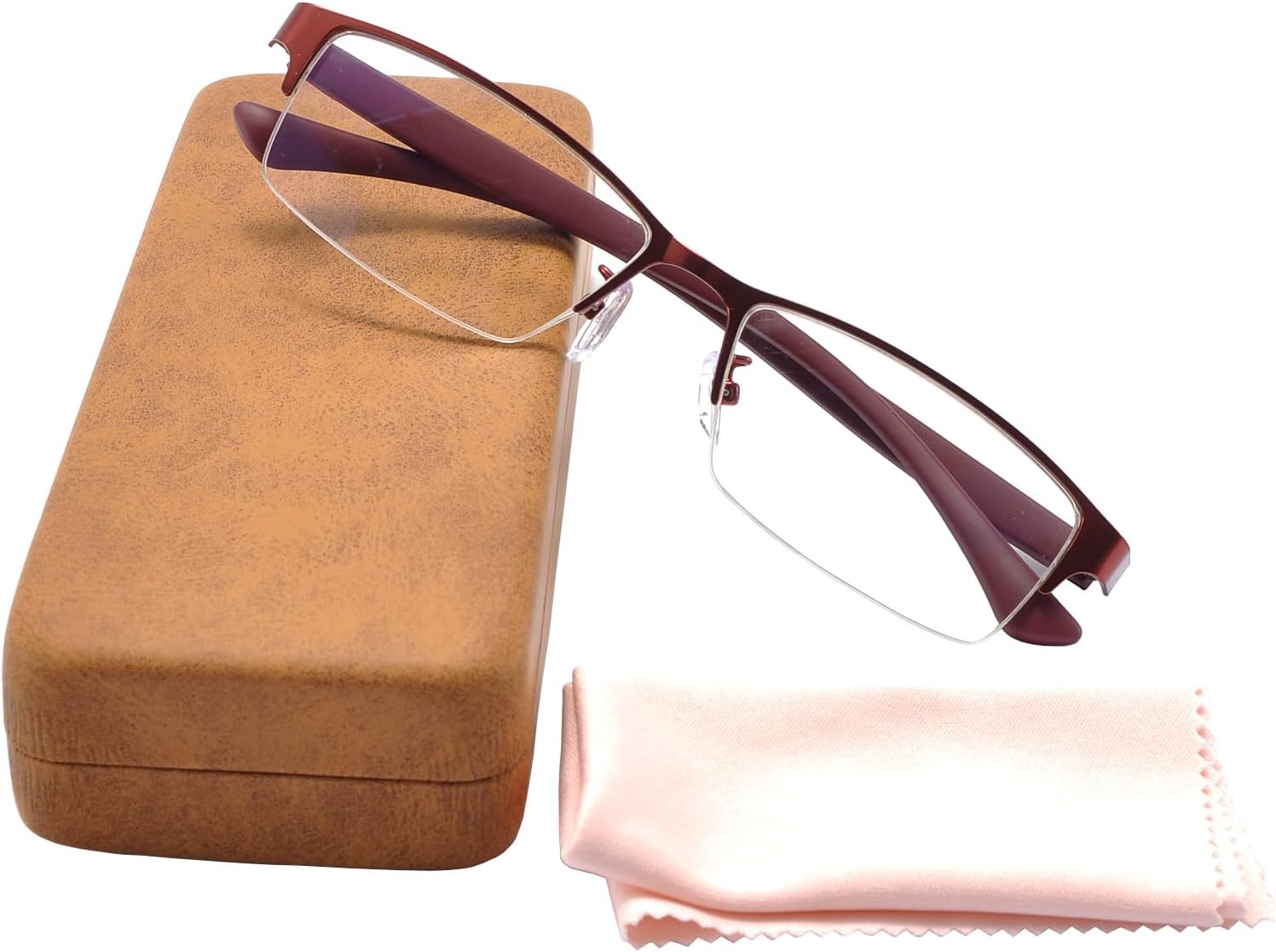 Computer Blue Light Blocking Glasses For Women Computer Gaming Glasses Lightweight Metal Half Frame Clear Lens