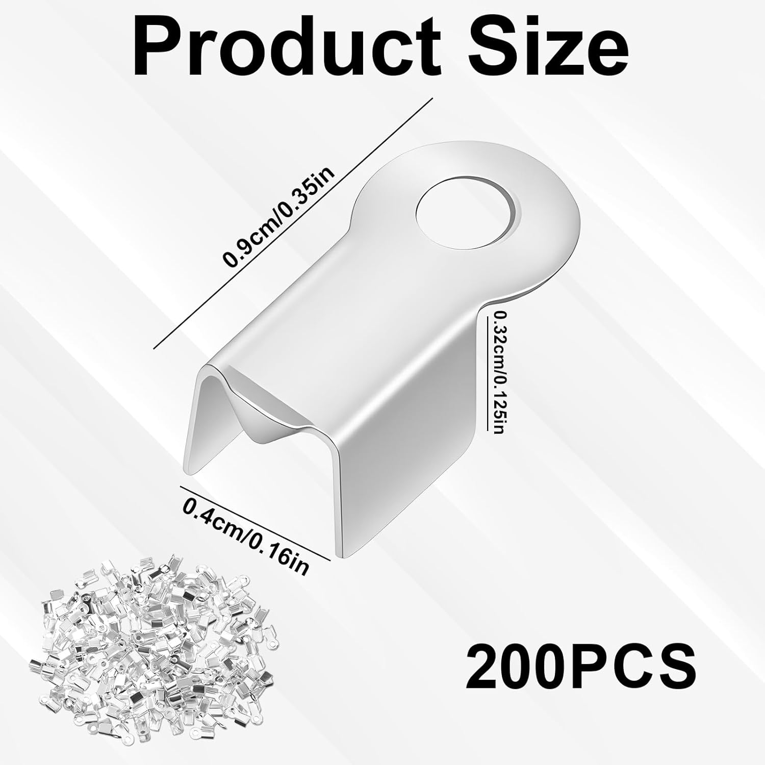 200 Pcs Fold Over Cord Ends, Cord Crimp Tips Fold-Over End Caps Leather Ribbon Clasp Tips Jewelry Connector for Jewelry Making, 4 x 9 mm - Image 2