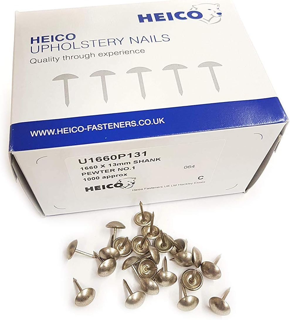 Heico 1000 PEWTER MATT DULL SILVER UPHOLSTERY NAILS Furniture studs tacks pins