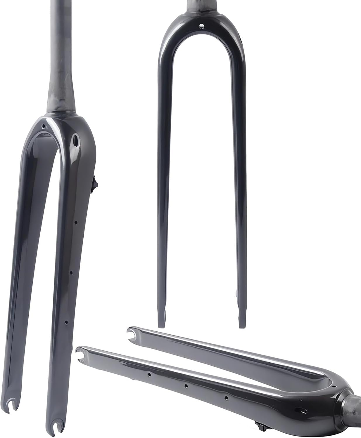 Gravel Carbon Fiber Rigid Fork 700C Carbon Fiber Road Bike Rigid Fork QR 9Mm Disc Brake Thru Axle 1-1/8'' Straight/Tapered Tube Light Bicycles Front Forks