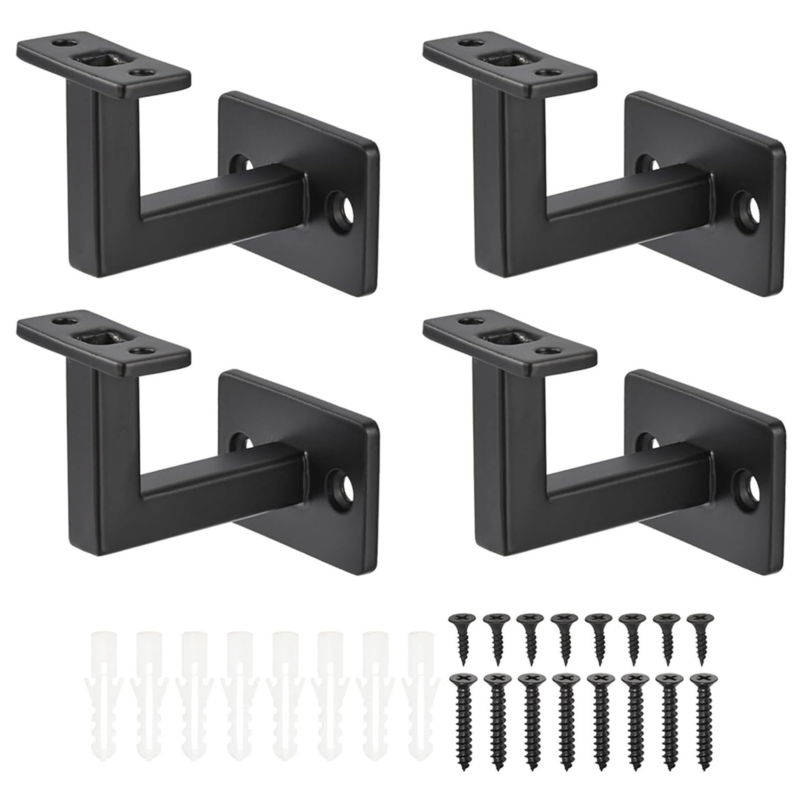 Banister Rail Brackets 4PCS Black Carbon Steel Stair Handrail Bracket Bannister Balustrade Wall Support Hand Rail Furniture Hardware