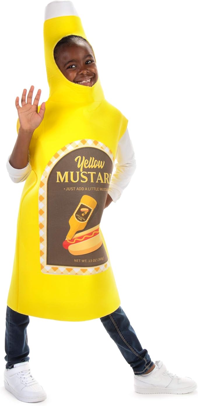Classic Mustard Bottle Childrens Halloween Costume - Fun Food Kids Outfit