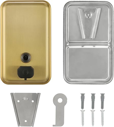 Miniatura 2 de Dispensador de jabón vertical de acero inoxidable dorado cepillado de 37.2 fl oz37 onzas de capacidad, de grado comercial, dispensador de jabón de