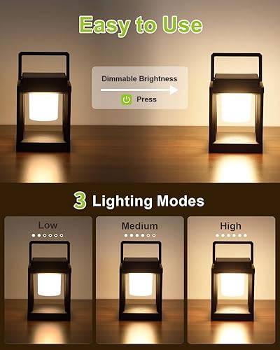 Miniatura 2 de Lámpara de mesa para exteriores, lámparas LED para mesita de noche, faroles solares colgantes al aire libre para patio, impermeable, lámpara