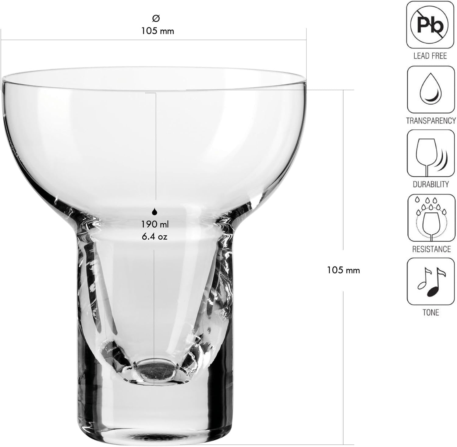 Krosno Cocktail Drinking Glasses, Set of 4, 7.8 Fl Oz, SHAKE N°1, Manhattan, Margarita and Martini, Premium Crystal Glass, Dishwasher Safe, Made in Europe