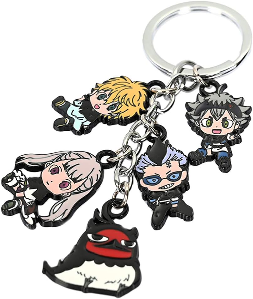 Gankchen Metal 5 Roles Keychains Set Asta Noelle Silva Cosplay Zinc