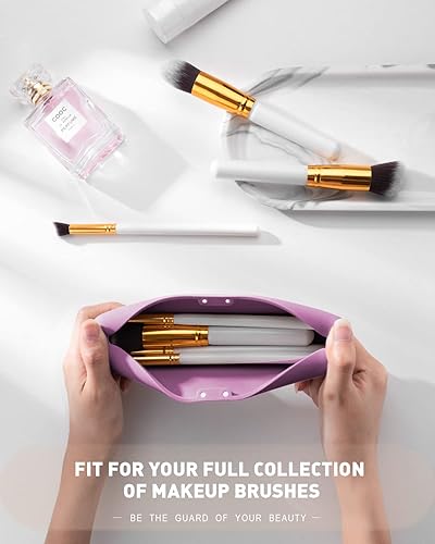 Miniatura 2 de CORNERIA Estuche de brochas de maquillaje de viaje con cierre de imanes, soporte portátil para brochas de maquillaje, organizador de brochas de