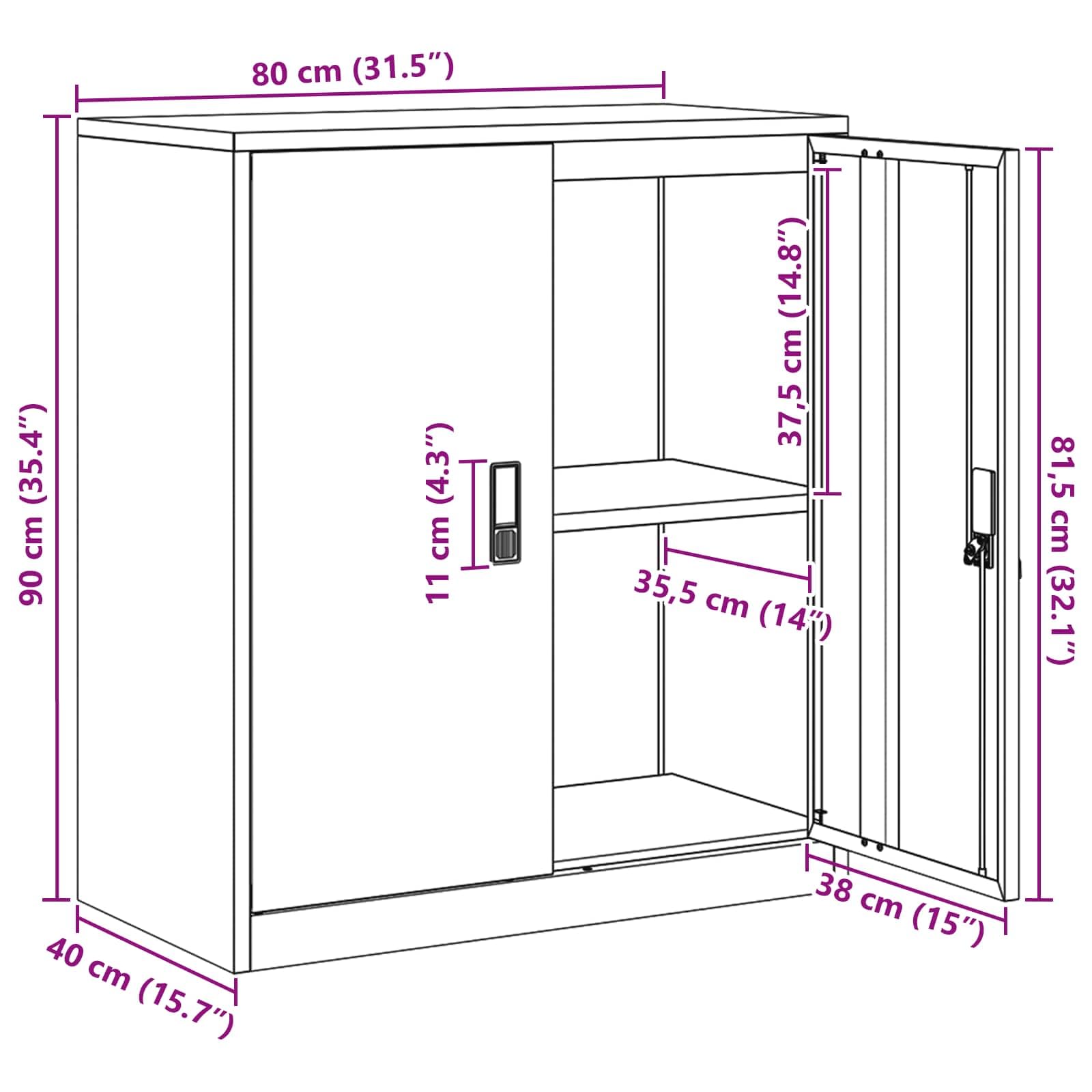 vidaXL Armoire de Rangement Anthracite 80 x 40 x 90 cm Acier, Armoire de Bureau Moderne, en Acier rectangulaire, fermant à clé, Espace généreux, Meuble Industriel, Solution Robuste