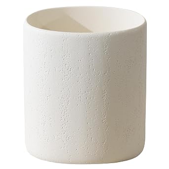 Bathroom Trash Can, 1.6 Gallon Small Trash Can Cabinet, Simple Stone Look Oval Office Garbage Bin, Decorative Waste Basket for Bedroom, Living Room, Kitchen Off White