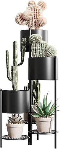 DDK Soporte de metal para plantas para interiores y exteriores, estante plegable para macetas de flores, para plantas, múltiples plantas, hogar,