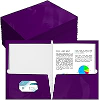 Vista 1 de Yeaqee Paquete de 100 carpetas de papel laminado brillante con 2 bolsillos, carpetas de presentación para el primer día de escuela, tamaño carta