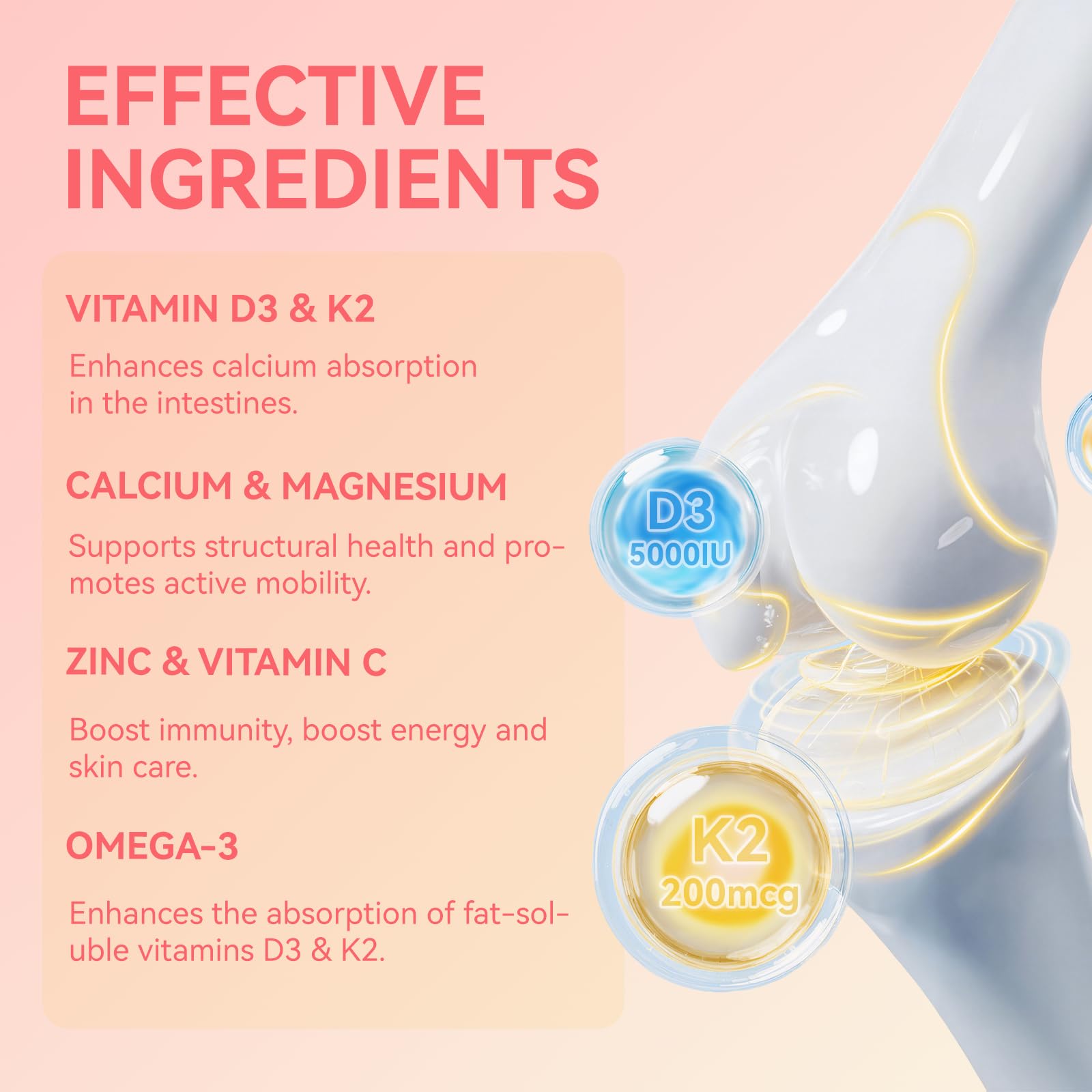 Vitamin D3 K2 Gummies for Adults - 5000IU D3 + 200mcg K2 (MK-7) - 60 Counts — Amazon image 4