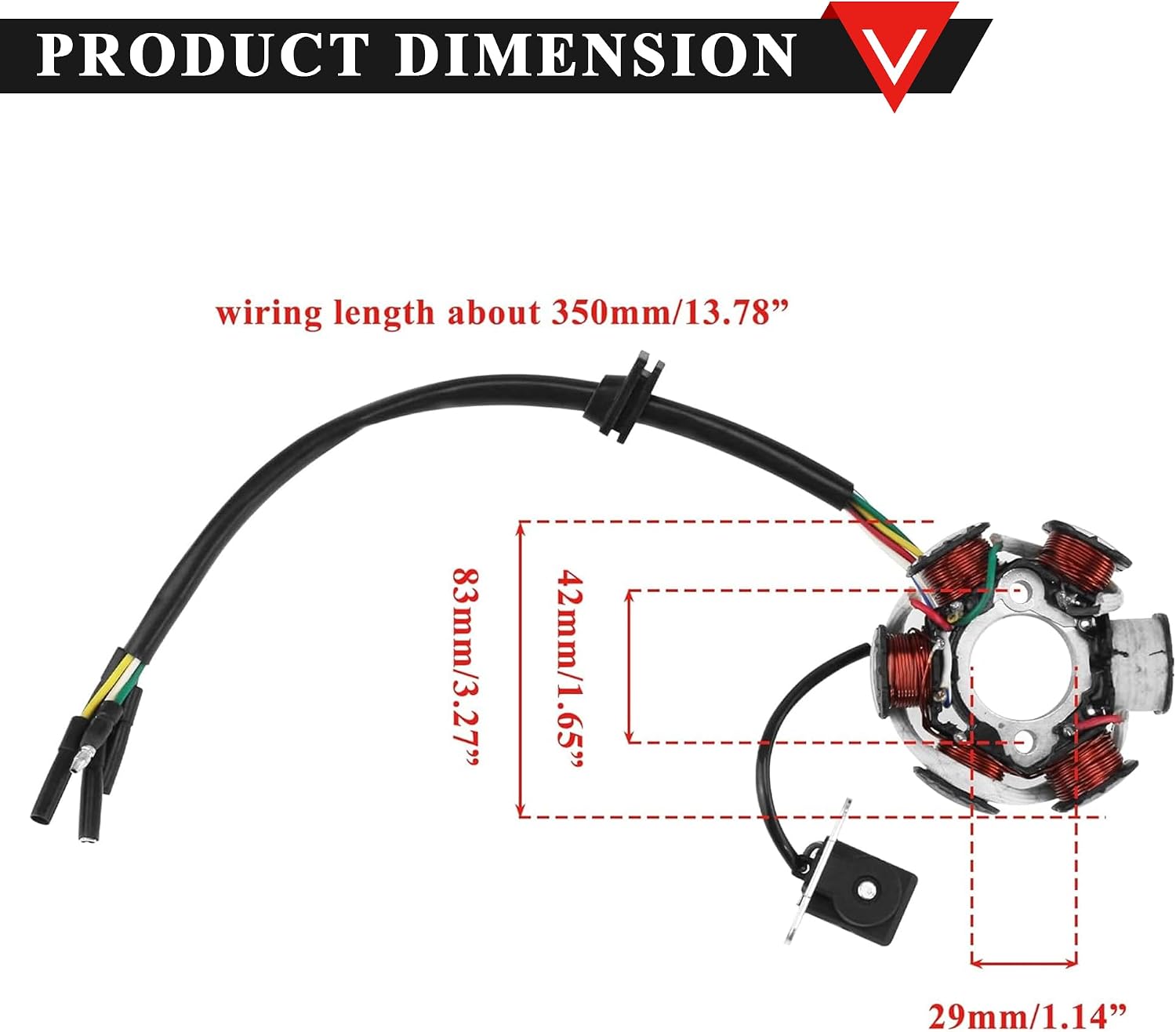PRO BAT 6 Coil Pole Magneto Flywheel Stator Pure Copper with Detached Plug for 50cc 110cc 125cc 150cc Pit PRO Trail Dirt Bike Quad ATV Go Kart Dune Buggy Taotao