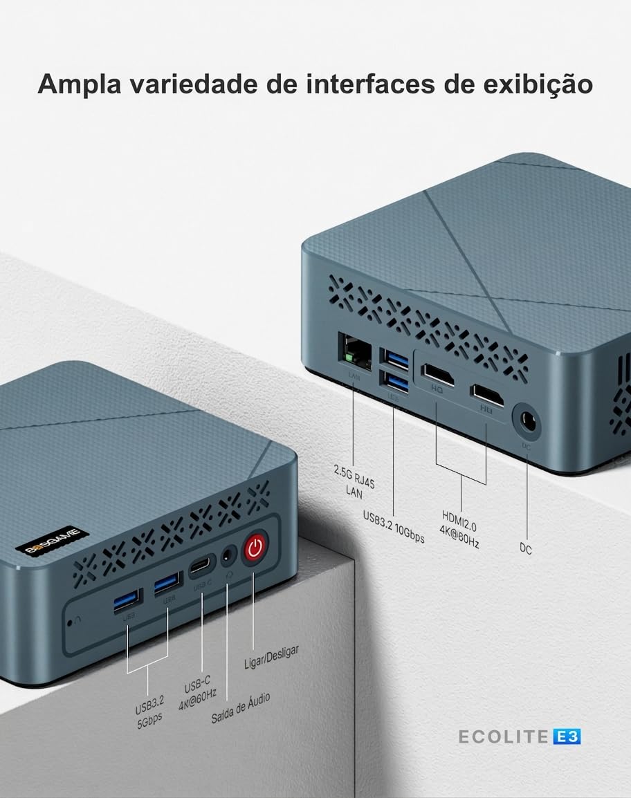 Mini PC BOSGAME E3 Neo, Intel Alder Lake N95 (Até 3.4GHz), 16GB
