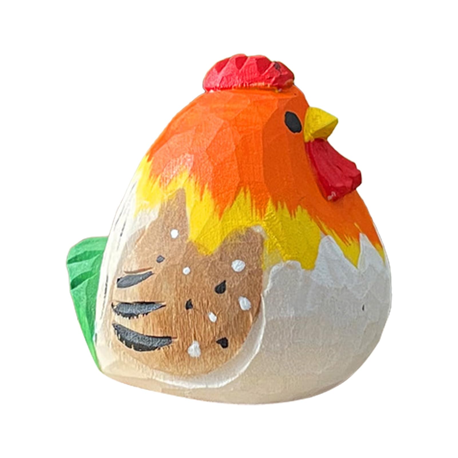 pidodou Hand-Carved Wooden Rooster Figurine, Rustic Farmhouse Chicken Animal Statue, Decor Ornament for Shelf Desk Kitchen & Gift Giving C Onesize