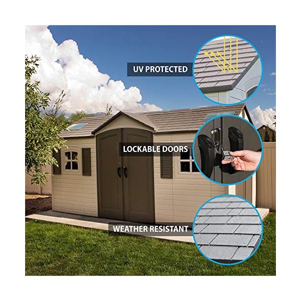 Lifetime 60079 Outdoor Storage Dual Entry Shed, 15 x 8 ft, Desert Sand - Image 3