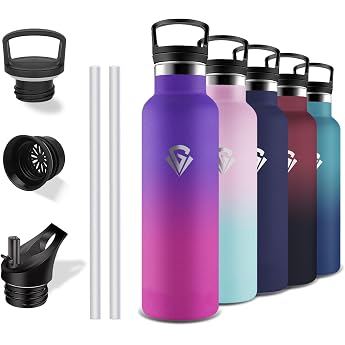 Grsta Thermos Flask 500 ml Stainless Steel Drinking Bottle with Straw BPA-Free Leak-Proof Double-Walled Vacuum Insulated Water Bottle for School Travel Camping Office
