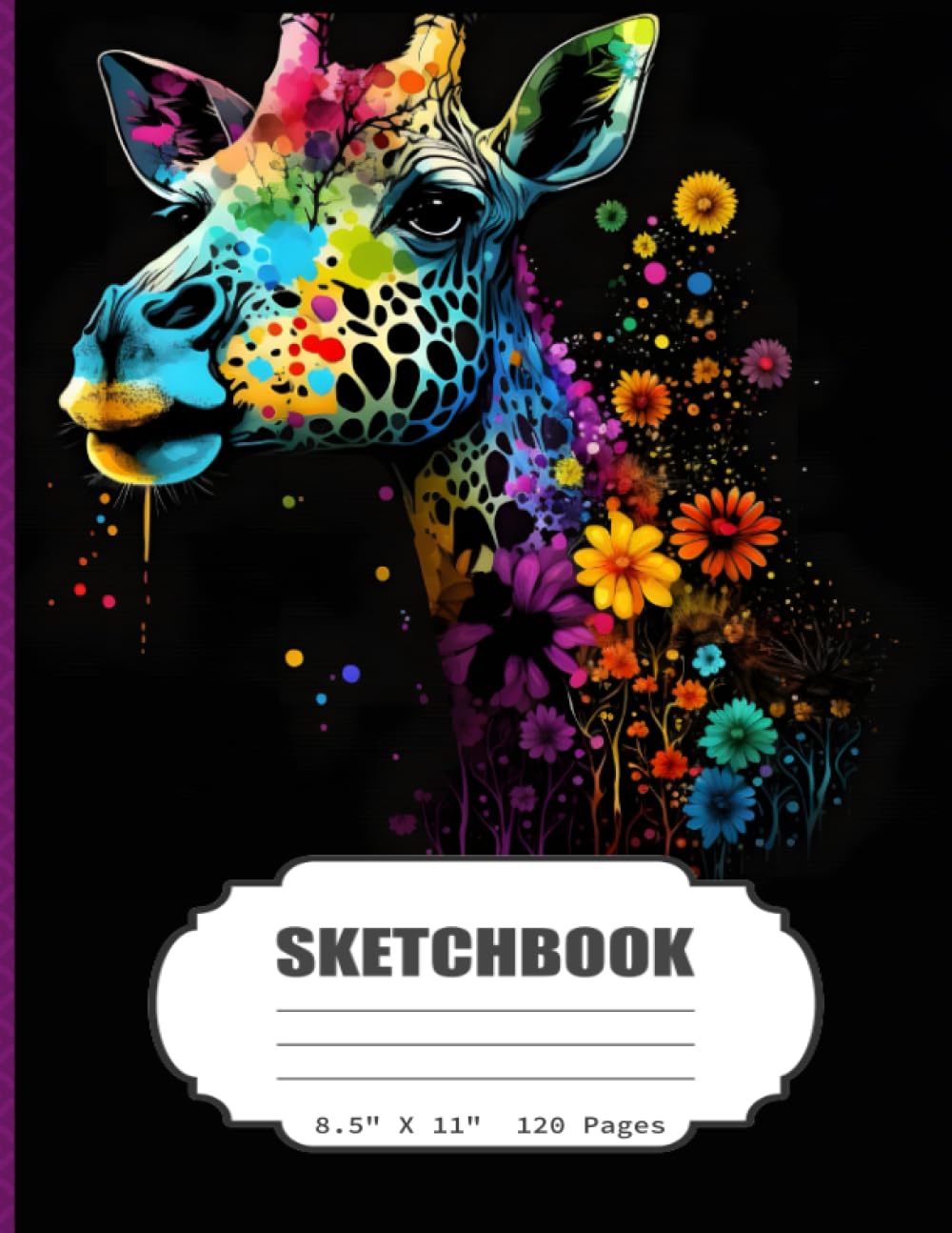 SketchBook: Rainbow Watercolor Giraffe, Sketch Book for Girls, Kids, Teens, Adults Artist Notebook/Journal for Drawing, Writing, Sketching or ... Paper, 120 Pages, 8.5x11 (Blank Drawing Book)