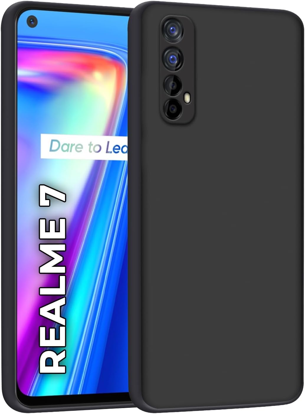HELLO ZONE Exclusive Matte Finish Soft Rubber Back Case Cover for Realme 7 / Narzo 30 4G / Narzo 20 Pro - Black