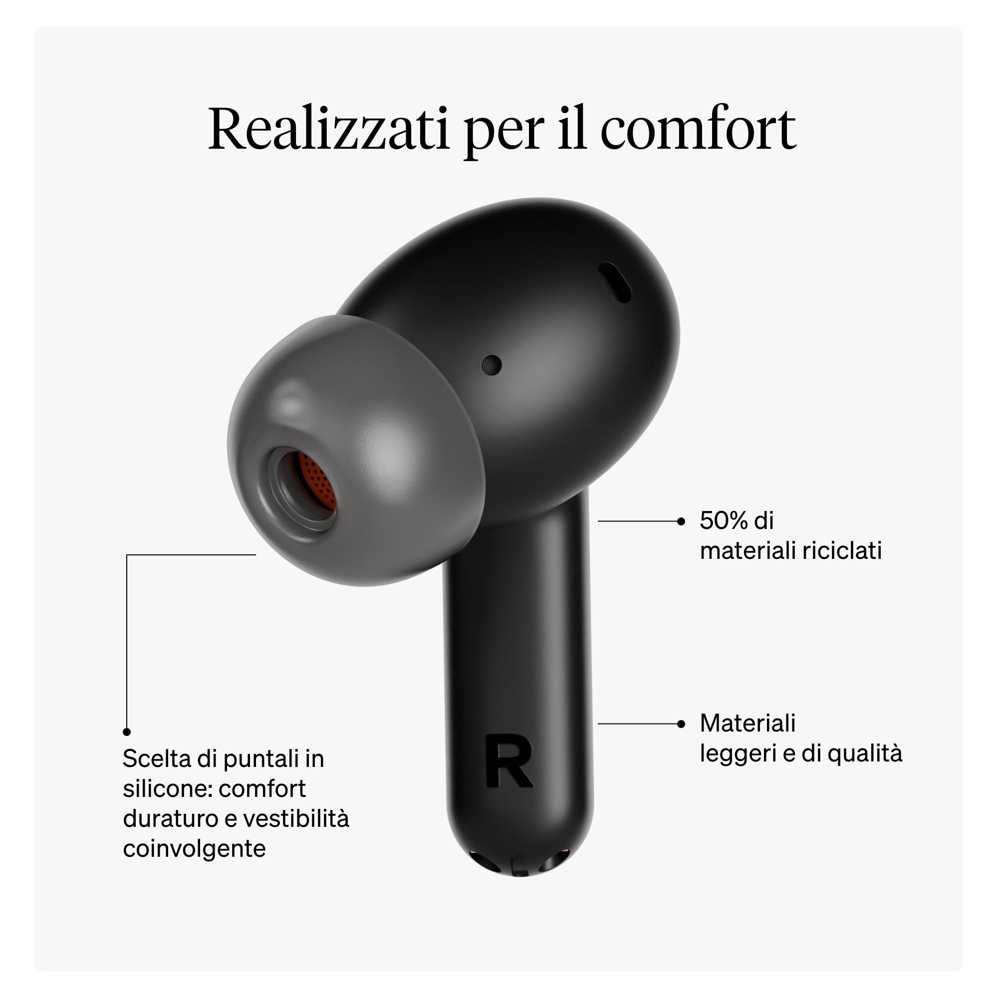 Cambridge Audio Melomania A100 Earbuds - Cuffie intrauricolari True Wireless con cancellazione attiva del rumore, Bluetooth aptX, 39 ore di durata della batteria con custodia di ricarica - Nero
