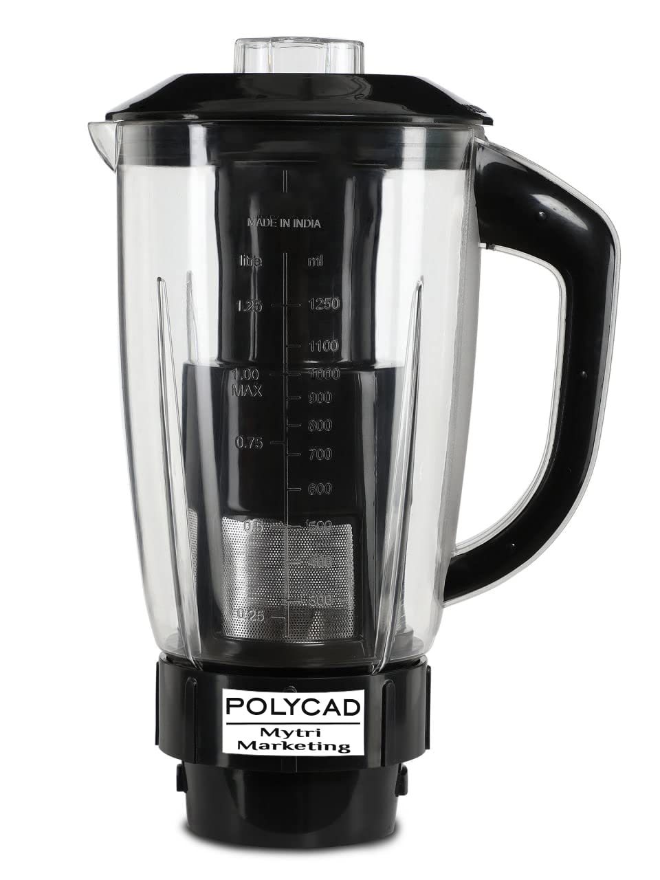 Juicer Jar with Lid for Mixer Grinder (1500ML), with Fruit Filter ABS Plastic Material, Black, 1Pc MA04