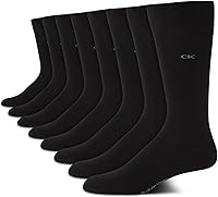 Calvin Klein Men's 8-Pack Dress Crew Socks: Soft Cotton Blend, Reinforced Heel & Toe for Work, Business & Casual Comfort