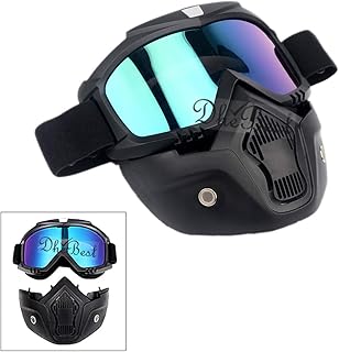 Dhe Best Bike FM-01 Modular Mask Face Helmet Detachable/Removable Motorcycle Goggles Mask Helmet Colored Goggles and Mouth Filter for RE Classic Desert Storm