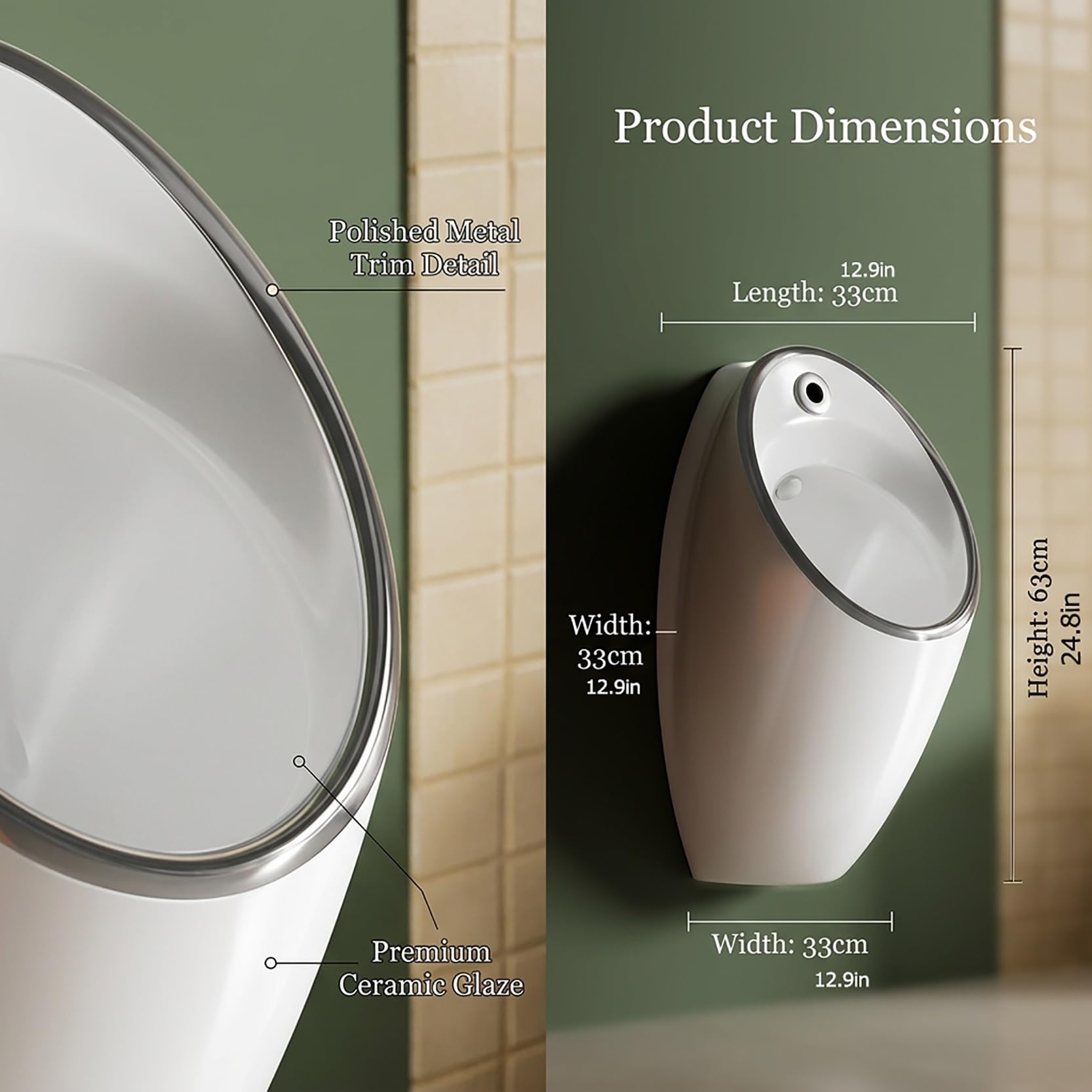 Orinatoio Ceic da uomo con sensore intelligente F, design a prova di schizzi d'acqua, filtro in acciaio ideale per bagni domestici e commerciali (d C)