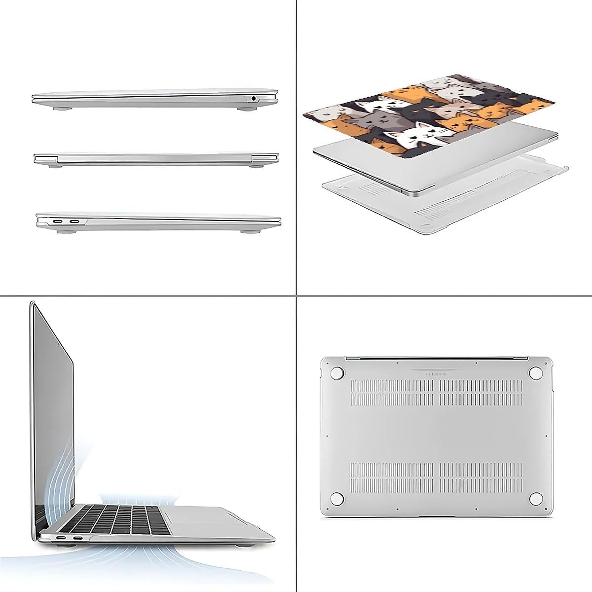 Compatible with MacBook Air 13 inch Case 2020 2021 M1 A2337 A2179 A1932, Plastic Hard Shell Case for Mac Air 13 with Touch ID (2018-2021) - Cute Cartoon Cat