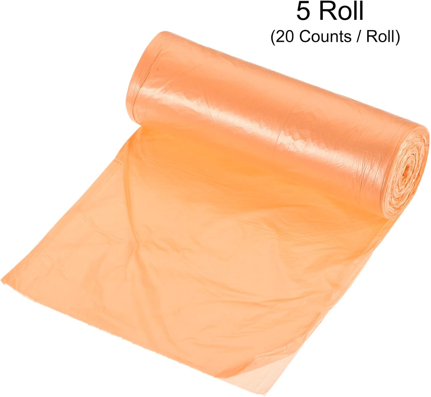 MECCANIXITY 2-4 Gallon Small Trash Bags Garbage Waste Basket Liners for Kitchen, Office, Bathroom, Bedroom, Orange, 100 Counts / 5 Rolls