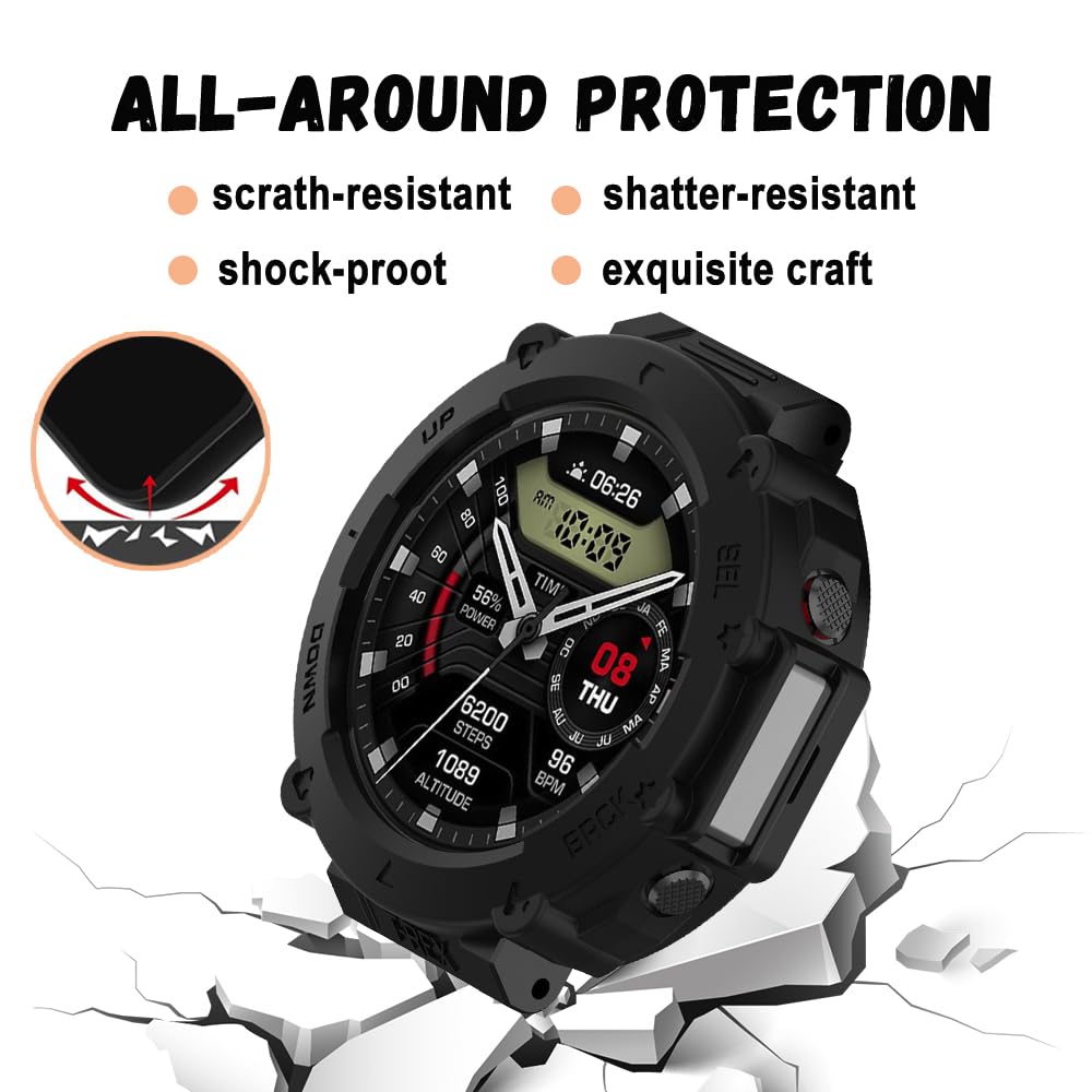 Funda Protectora Para Amazfit Active 2 - Pack 2 Piezas, TPU Flexible Con Protector De Pantalla, Color Negro
