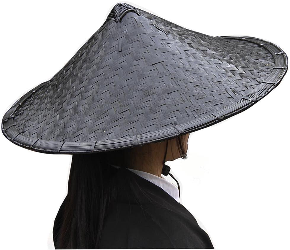 Volcanic Cone Black Bamboo Hat Samurai Hat Cosplay Dia. 18.5 Inch 5.8" Depth