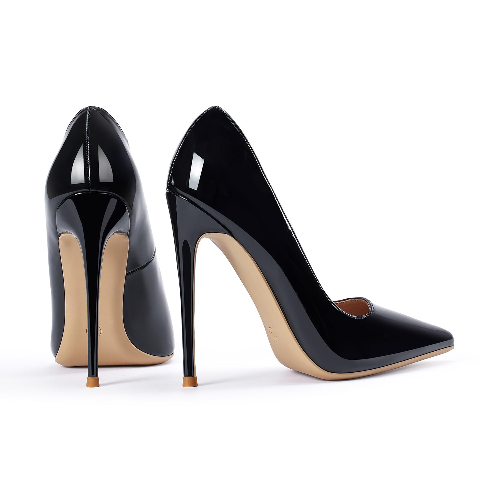 GENSHUO - Scarpe décolleté da Donna, con Tacco Alto a Spillo, Stile Sexy, Slip on, da Festa,Nero, 42 EU(12 US)