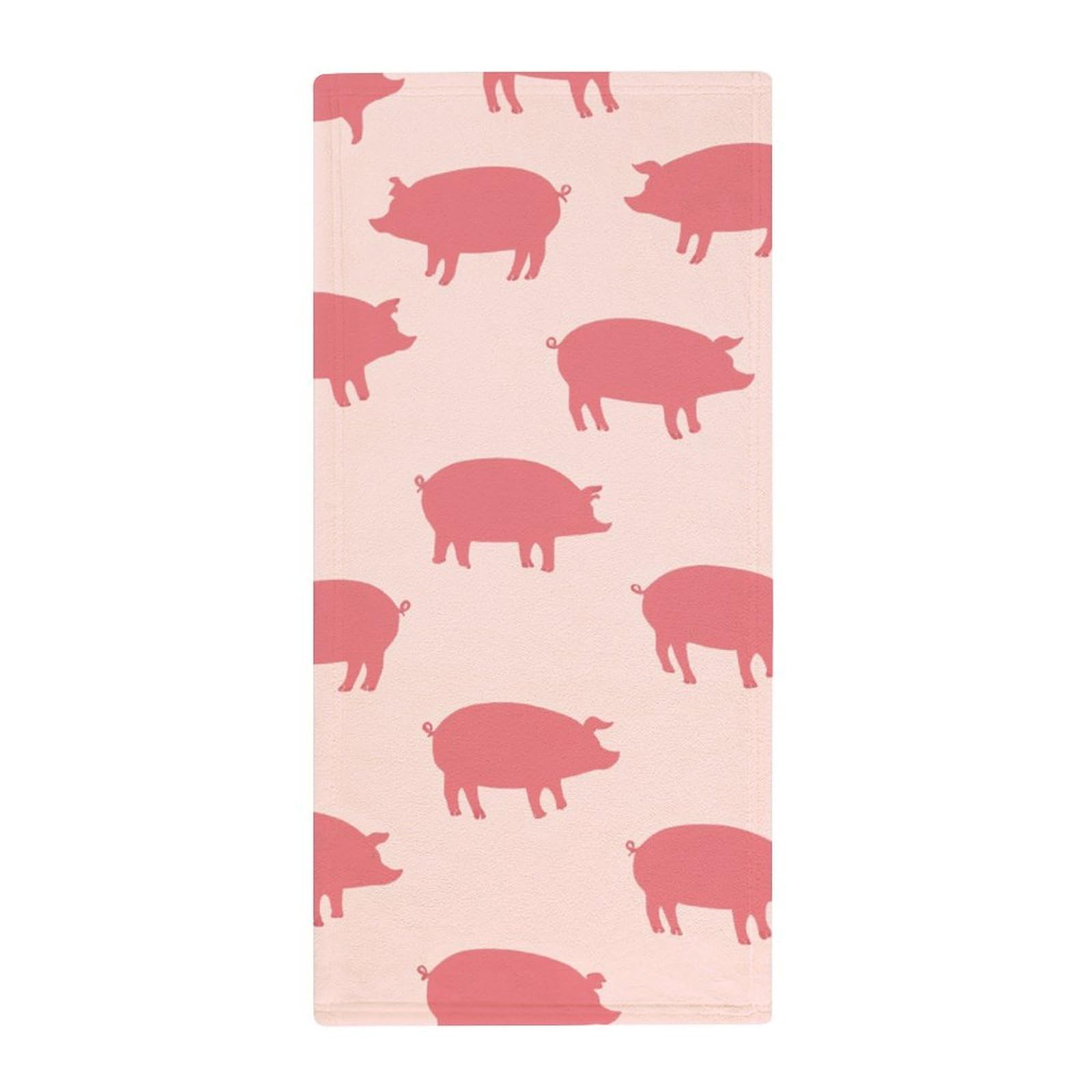 Anceky Lightweight Travel Towels, Pink Pigs Pattern Absorbent Fingertip Towels for Camping, Yoga & Gym Essentials