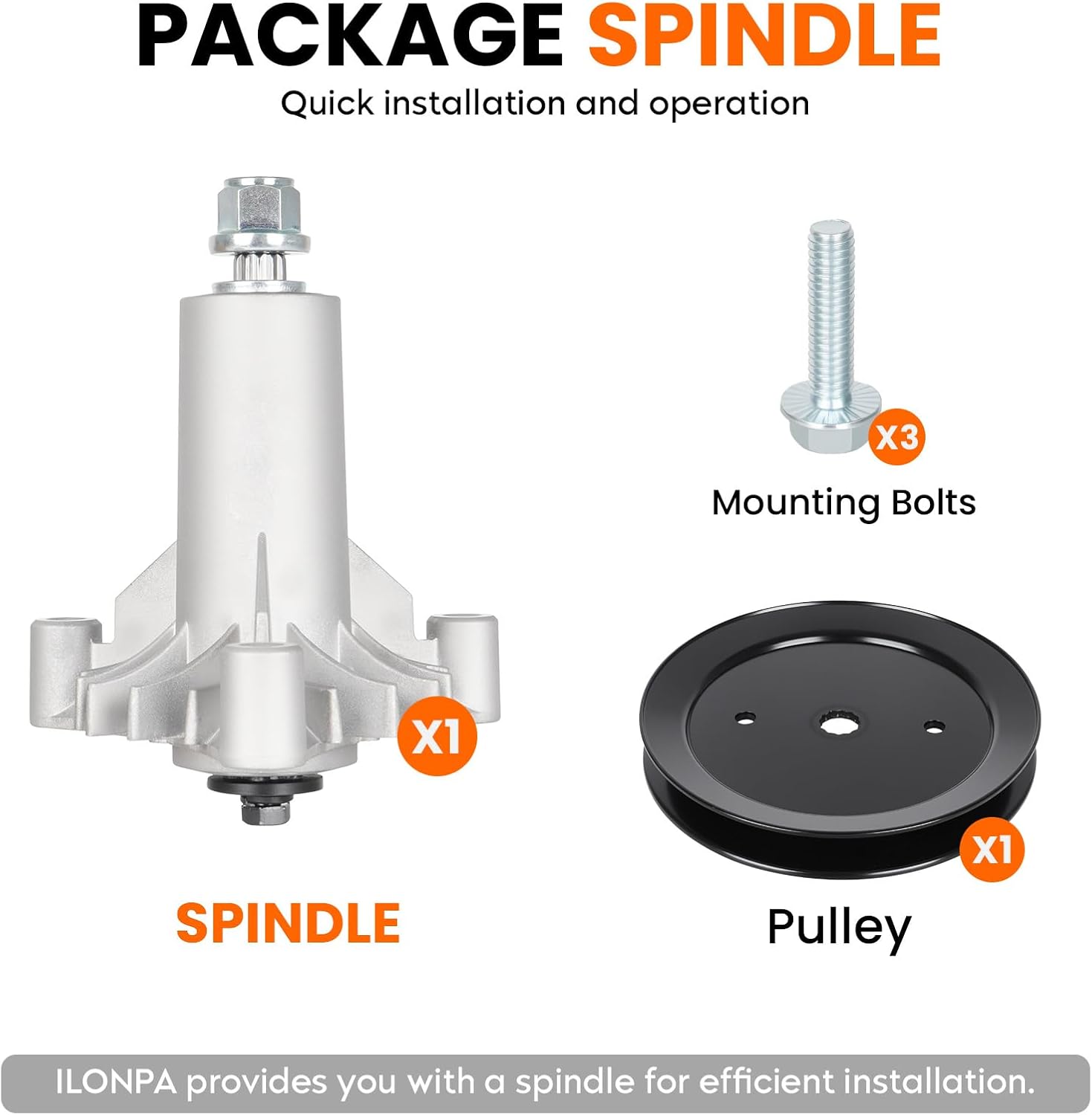 ILONPA 130794 Spindle Assembly with 129861 Pulley for Husqvarna Craftsman Poulan 38 42 inch Deck 130794 532130794 582922301 CT130 CTH130 CTH150 CTH2642 LR110 LR111 LT120 LT1238 LT125 LT130 LT140