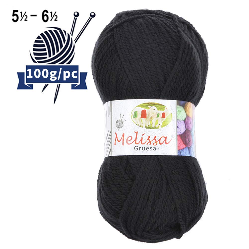 Bodhi2000 Grobes Acrylgarn – 100 G, Weich, Schwarz, Zum Stricken & Häkeln