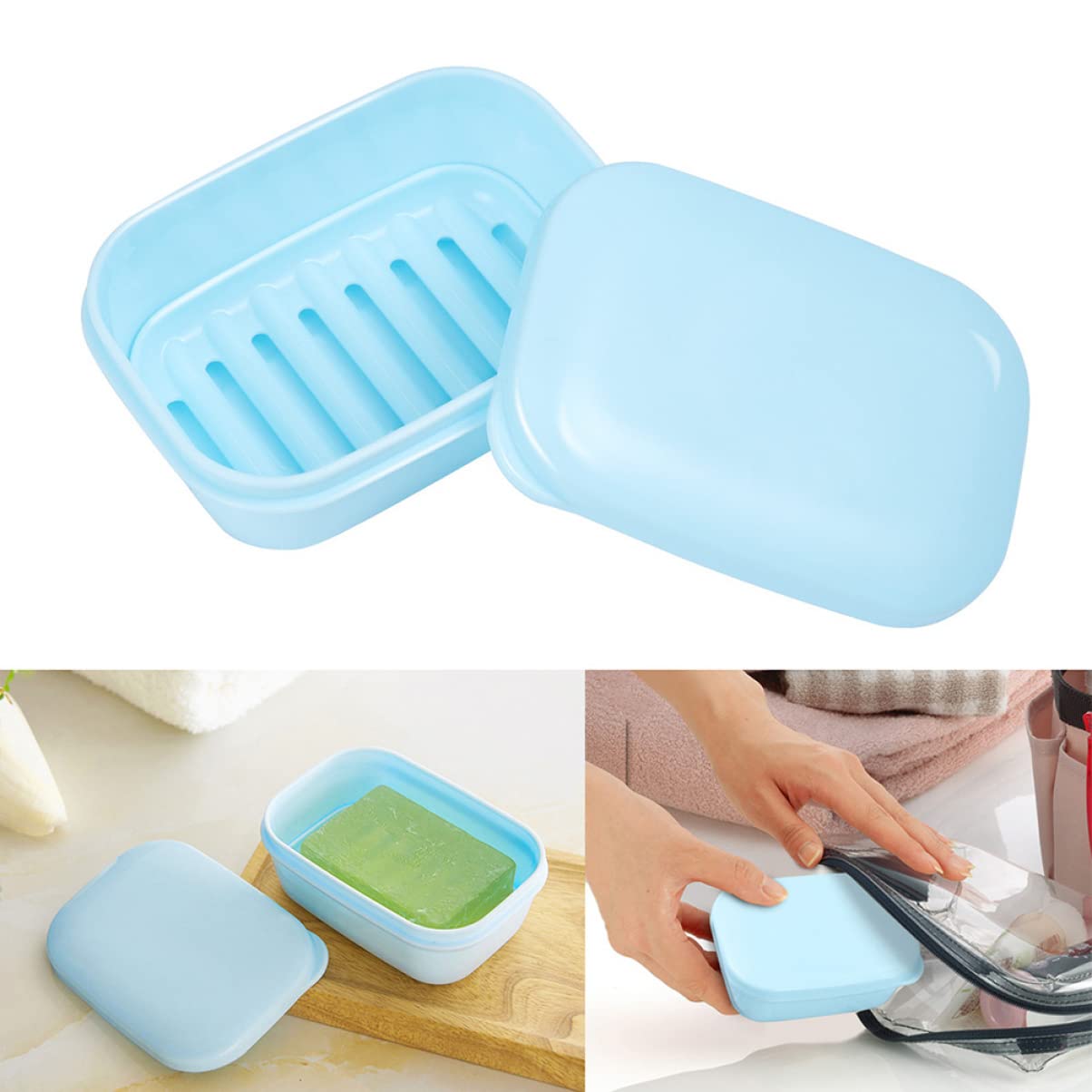 Portasapone Da Viaggio 2 Pezzi Con Coperchio | Blu Scuro E Azzurro | Ideale Per Doccia, Bagno E Campeggio - Foto 8